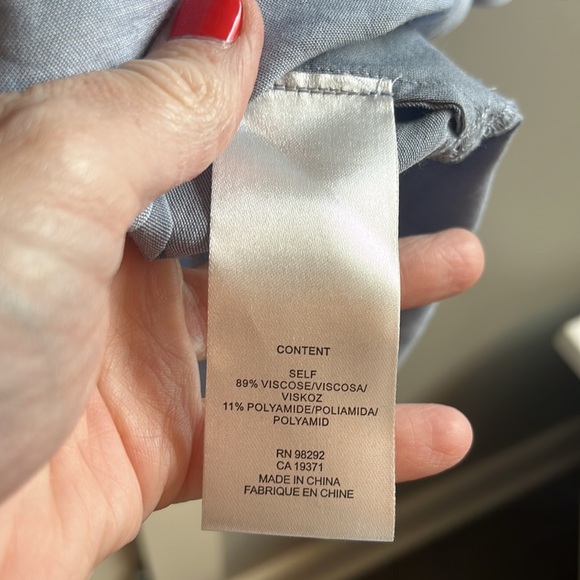 Tibi 2 light blue asymmetrical blouse button detail elastic sleeves top shirt - Picture 9 of 9